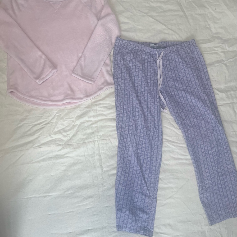 Sonoma Pink Long-Sleeve Top with Lavender Patterned Pajama Pants